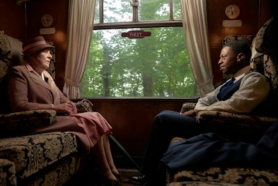 Outset Penelope Wilton and David Jonsson in Murder is Easy